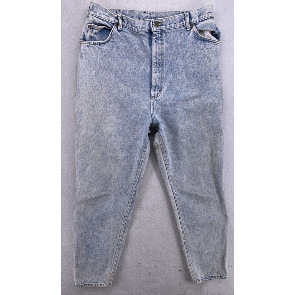 Vintage 80s Lee Rider Acid Wash Jeans Women 33X30 Made in USA Western Denim